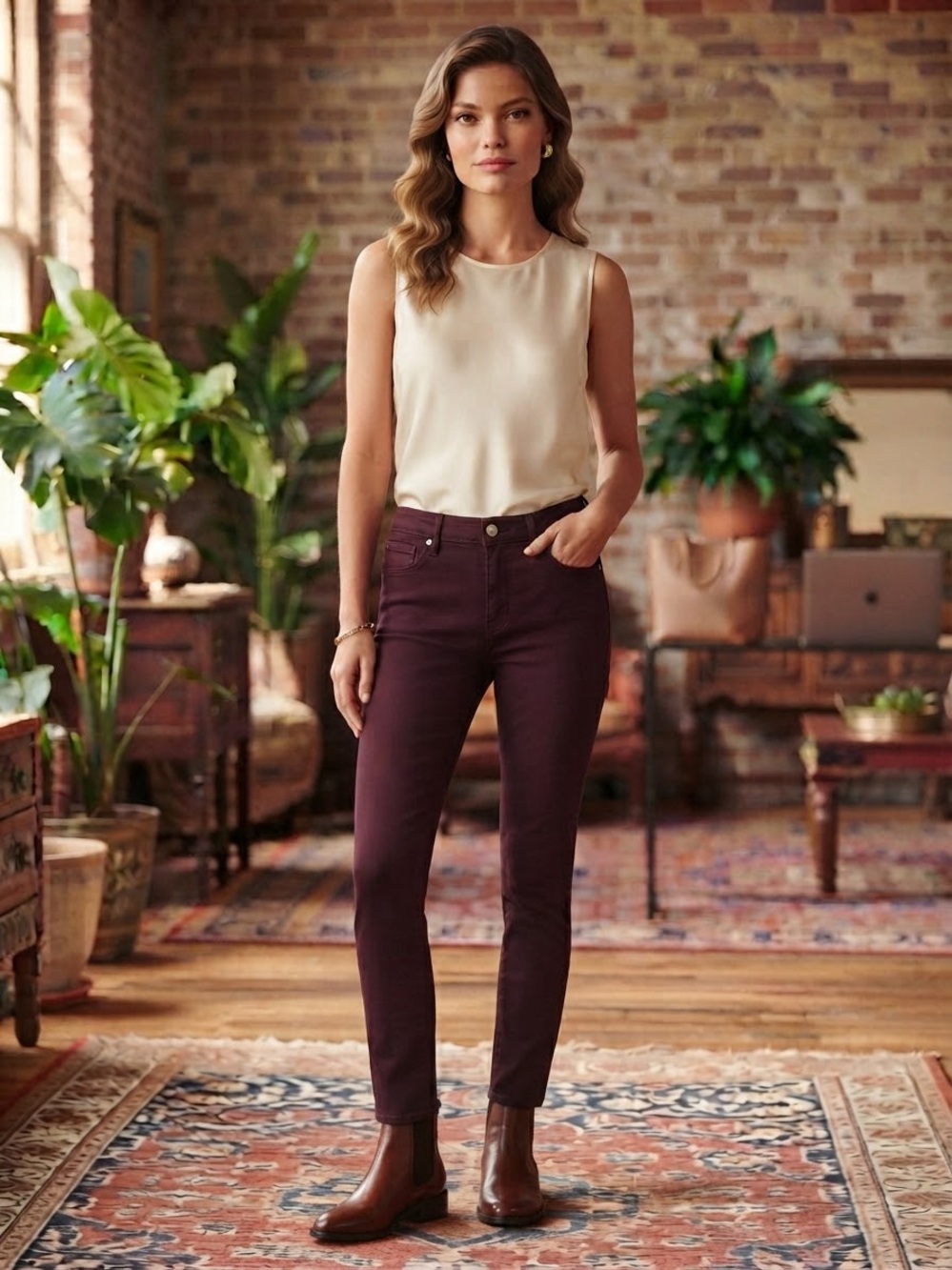 Kut from the Kloth Slim High-Rise Jeans in Plum